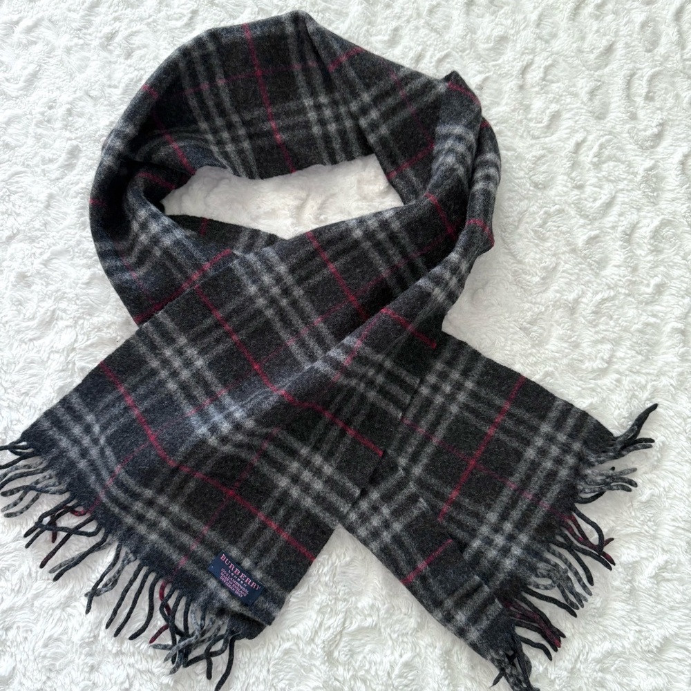 Burberry LONDON Scarf Black Nova Check Lambswool - Picture 5 of 6